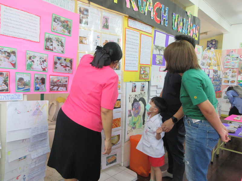 ผู้ปกครองเยี่ยมชมนิทรรศการ Project Approach เรื่อง ขนมไทย